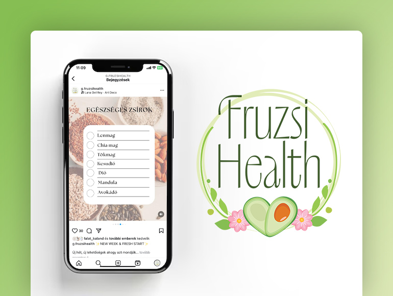 Fruzsi Health - arculattervezés - Egészséges életmód tanácsadó